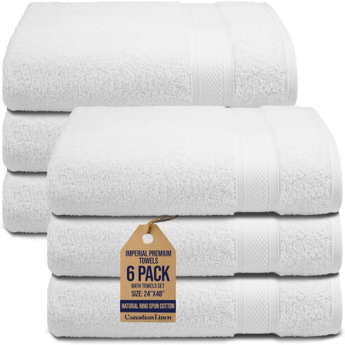 Canadian Linen Imperial Premium Medium Bath Towels Set 24”x48” 6 Pack Extra Soft Highly Absorbent Cotton Body Towel Lightweight Quick Dry Bathroom To