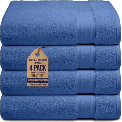 Canadian Linen Imperial Premium Large Bath Towels Set, 27”x54” 4 Pack, Extra Soft Highly Absorbent Cotton Towel Lightweight Quick Dry Bathroom Towel