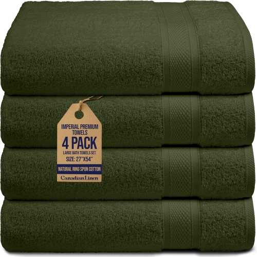 Canadian Linen Imperial Premium Large Bath Towels Set, 27”x54” 4 Pack, Extra Soft Highly Absorbent Cotton Towel Lightweight Quick Dry Bathroom Towel