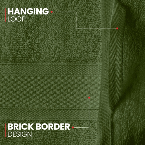 Canadian Linen Imperial Large Bath Towels Set, 27”x54”, 4 Pack, Soft Absorbent Cotton Lightweight Quick Dry Towel for Homes Spa Guestrooms, Olive