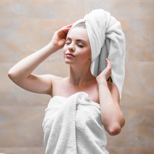 Canadian Linen Imperial Towels, Pack of 6 Lightweight Quick Dry Soft Absorbent Cotton Towel for Hotel Salon Motel, White