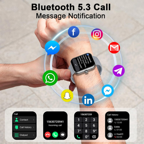 Smart Watch for Men Women with Bluetooth Call, 1.96" Smartwatch with Heart Rate Sleep Monitor Step Counter, 110+ Sport Modes Fitness Watch, IP68