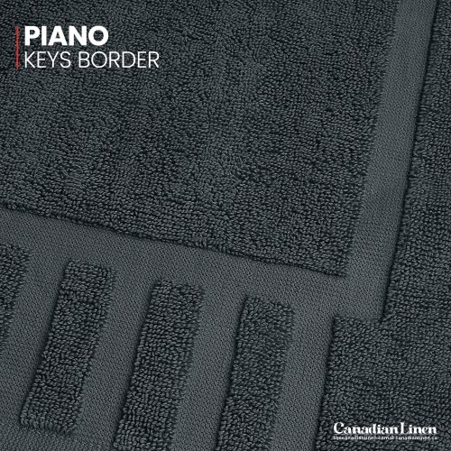 Canadian Linen Imperial Bathmats, 2 Pack, 20"x30", Soft Absorbent Cotton Quick Dry Lightweight Washable Bath Mats with Piano Keys Design, Dark Grey