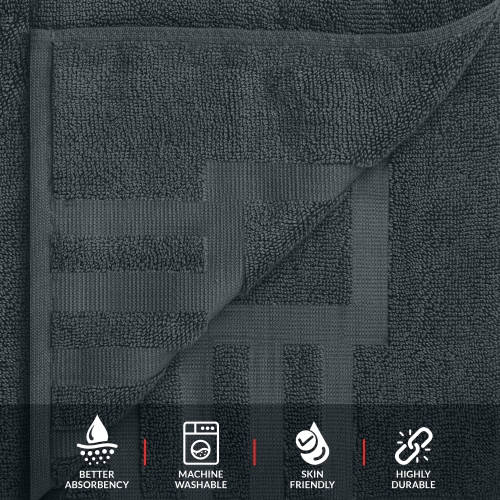 Canadian Linen Imperial Bathmats, 2 Pack, 20"x30", Soft Absorbent Cotton Quick Dry Lightweight Washable Bath Mats with Piano Keys Design, Dark Grey