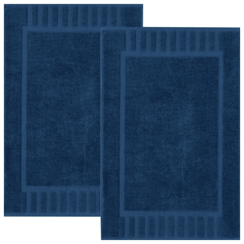 Canadian Linen Imperial Premium Bath Mats, 2 Pack, 20”x30” Lightweight QuickDry Piano Border Design Cotton Bathmat [Not Bathroom Rug] Soft Shower Mat