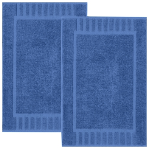 Canadian Linen Imperial Premium Bath Mats, 2 Pack, 20”x30” Lightweight Quick Dry Piano Border Cotton Bathmats [Not Bathroom Rug] Soft Shower Mat, Cap