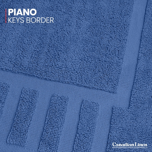 Canadian Linen Imperial Bathmats, 2 Pack, 20"x30", Washable Lightweight Quick Dry Soft Absorbent Cotton Shower Mats with Piano Keys Design, Capri Blue