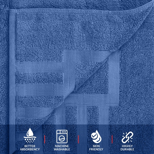 Canadian Linen Imperial Bathmats, 2 Pack, 20"x30", Washable Lightweight Quick Dry Soft Absorbent Cotton Shower Mats with Piano Keys Design, Capri Blue