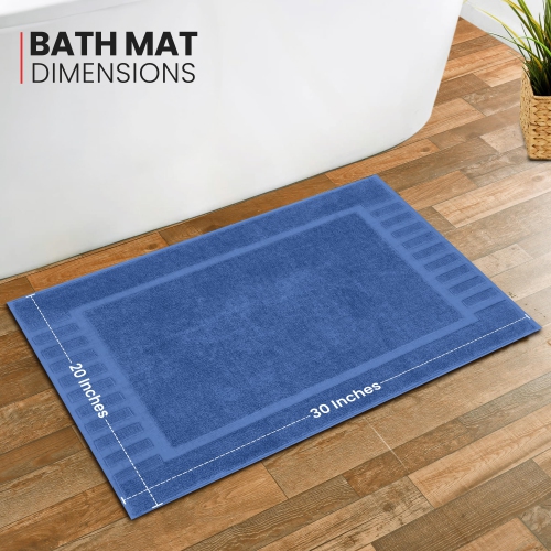 Canadian Linen Imperial Bathmats, 2 Pack, 20"x30", Washable Lightweight Quick Dry Soft Absorbent Cotton Shower Mats with Piano Keys Design, Capri Blue