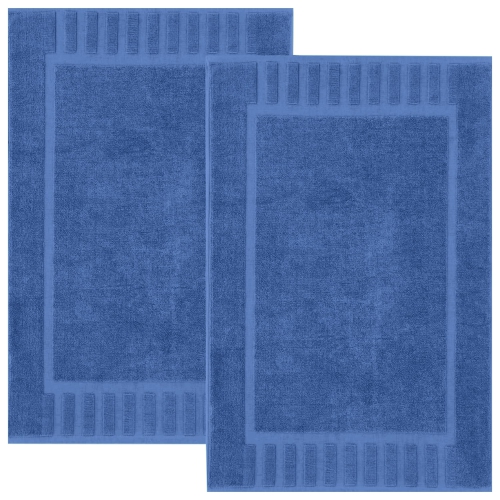 Canadian Linen Imperial Bathmats, 2 Pack, 20"x30", Washable Lightweight Quick Dry Soft Absorbent Cotton Shower Mats with Piano Keys Design, Capri Blue