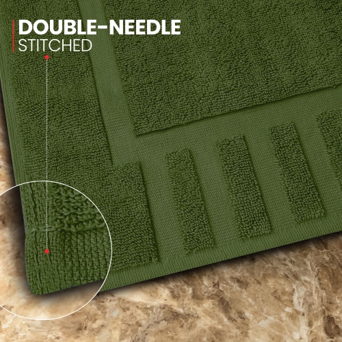 Canadian Linen Imperial Bathmats, 2 Pack, 20"x30", Lightweight Quick Dry Soft Absorbent Cotton Washable Shower Mats with Piano Keys Design, Moss Green