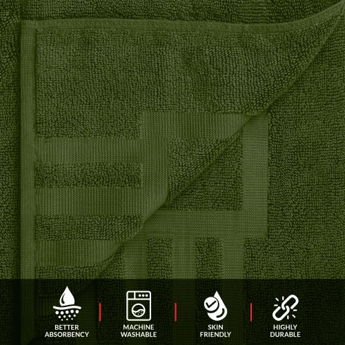 Canadian Linen Imperial Bathmats, 2 Pack, 20"x30", Lightweight Quick Dry Soft Absorbent Cotton Washable Shower Mats with Piano Keys Design, Moss Green