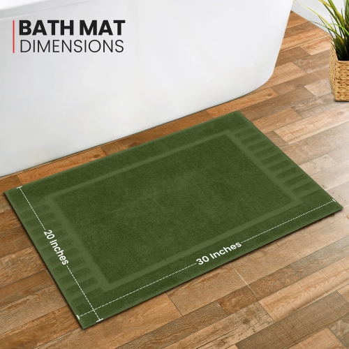Canadian Linen Imperial Bathmats, 2 Pack, 20"x30", Lightweight Quick Dry Soft Absorbent Cotton Washable Shower Mats with Piano Keys Design, Moss Green