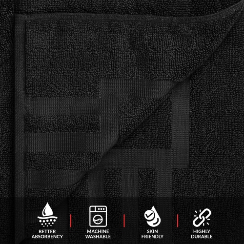 Canadian Linen Imperial Bathmats, 2 Pack, 20"x30", Lightweight Quick Dry Washable Tub Soft Absorbent Cotton Shower Mats with Piano Keys Design, Black