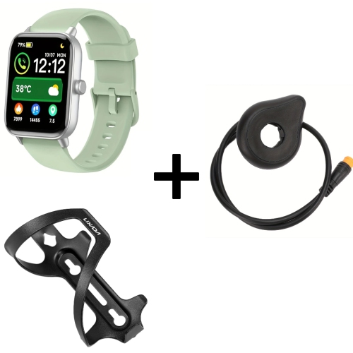 Smartwatch for Men/Women with Wireless Call, SMS Alerts, and 100 Sports Modes, Alloy Bike Water Bottle Cage, and Electric Bike Pedal Sensor