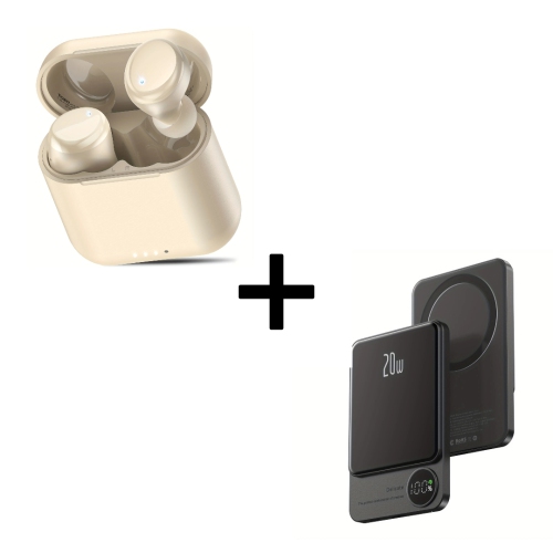 Écouteurs sans fil ergonomiques avec lecture 50H et fonctions IA, chargeur portable magnétique mince de 5000&nbsp;mAh