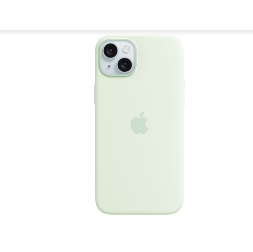 Refurbished Apple Silicone Fitted Soft Shell Case with MagSafe for iPhone 15 Plus - Soft Mint MWNG3ZM/A