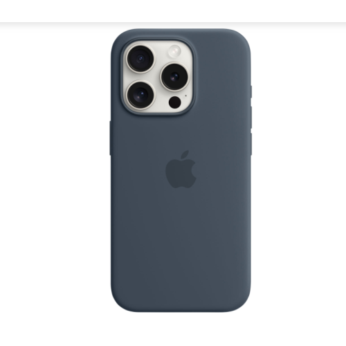 Refurbished Apple Silicone Fitted Soft Shell Case with MagSafe for iPhone 15 Pro - Storm Blue MT1D3ZM/A