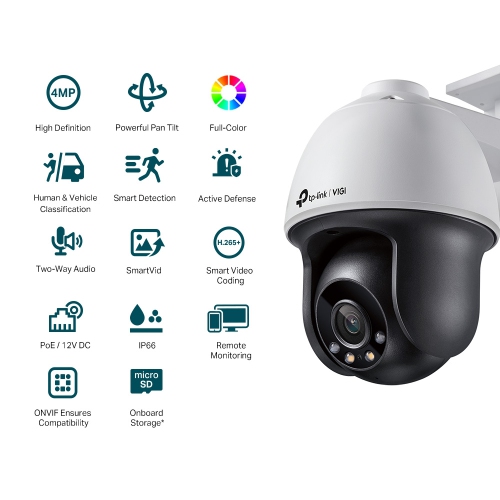 TP-Link VIGI C540(4mm) 4MP Full-Color Pan & Tilt PoE Camera