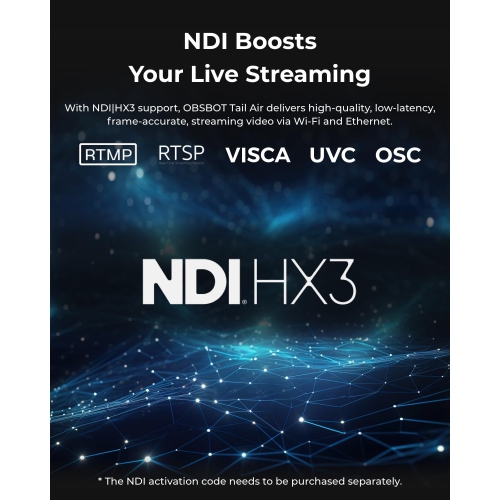 OBSBOT Tail Air 4K AI Streaming Camera with PTZ, NDI Support, Gesture Control, and Multi-Device Connectivity