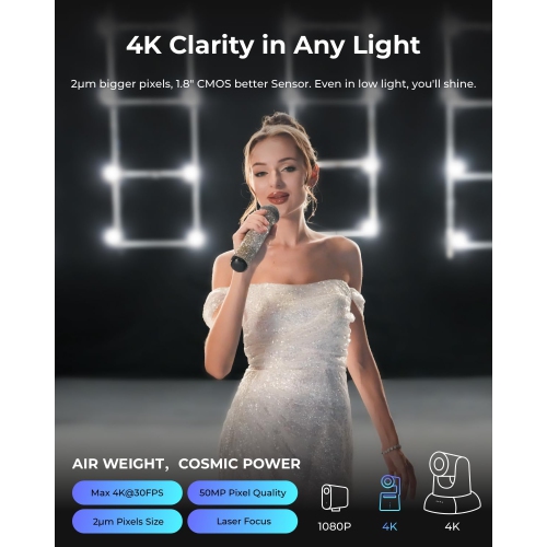 OBSBOT Tail Air 4K AI Streaming Camera with PTZ, NDI Support, Gesture Control, and Multi-Device Connectivity