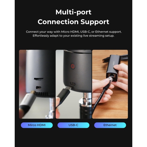 OBSBOT Tail Air 4K AI Streaming Camera with PTZ, NDI Support, Gesture Control, and Multi-Device Connectivity