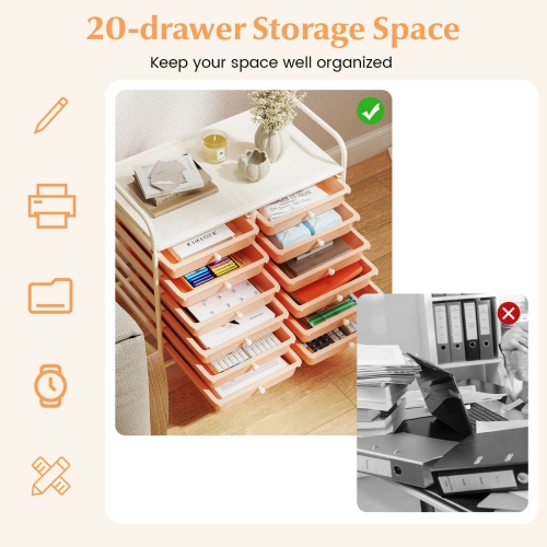 Costway 12 Drawers Rolling Cart Storage Scrapbook Paper Studio Organizer Bins Macaron/White/Light Pink/Purple/Pink/Clear/Gray/Rainbow/Multicolor/Hot