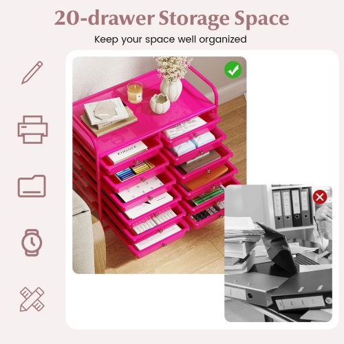 Costway 12 Drawers Rolling Cart Storage Scrapbook Paper Studio Organizer Bins Macaron/White/Light Pink/Purple/Pink/Clear/Gray/Rainbow/Multicolor/Hot