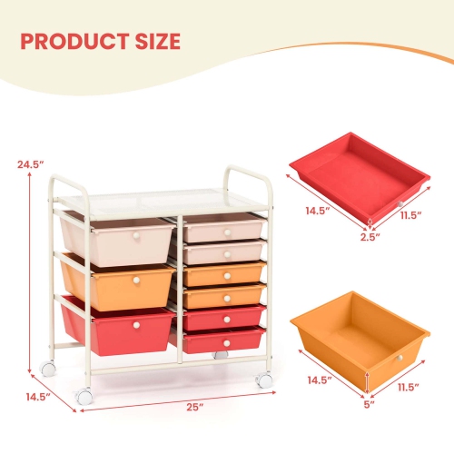 Costway 9 Drawer Rolling Organizer Cart Utility Storage Tools Scrapbook Paper Multi-Use Macaron/White/Hot Pink/Light Pink/Clear/Black