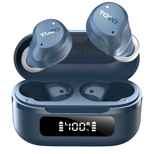 TOZO New Upgrade NC9 True Wireless Earbuds In-ear LED Digital Power Display with 6 Mics ANC Noise Cancel IPX8 Waterproof Stereo Bass Heasets-Navy Blue