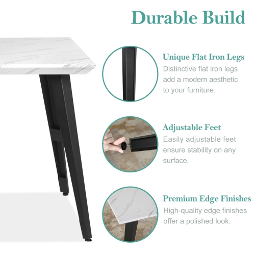 Homy Casa Dining Table Set with Marble Top - 5 Dining Table for 4 Person Kitchen Dining Room,White