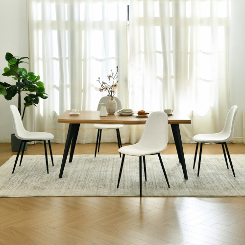 Homy Casa 63 Inch Dining Table Metal Legs for 6 Seater Kitchen Dining Room, NATURAL