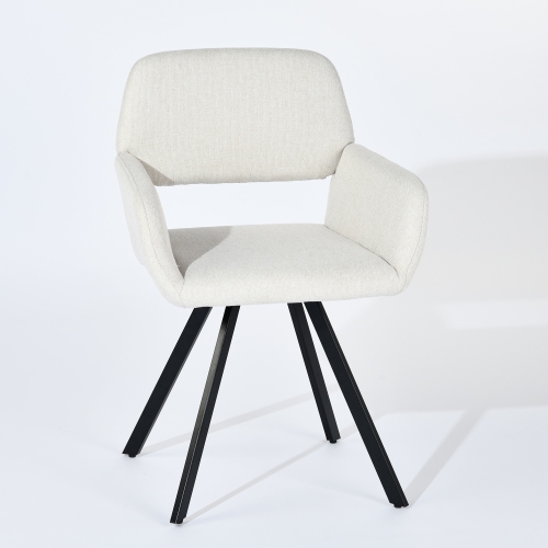 HOMY CASA  Swivel Dining Chair Set Of 2, Fabric Modern Curved Back Home Office Desk Task Vanity Chair In Beige