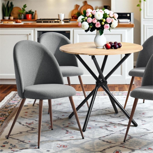 HOMY CASA  Modern Upholstered Set Of 2 Dining Chair for Kitchen Fabric In Grey