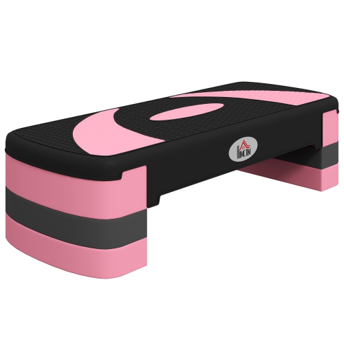 Image 1 of 9.. Soozier Adjustable Aerobic Stepper, Exercise Step Platform, Step Exercise Trainer, Workout Fitness Yoga Risers, 4"-6"-8", Pink