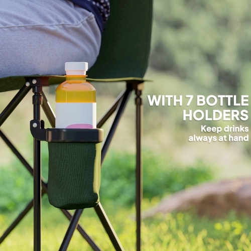 Outsunny 6 Seat Folding Camping Chair Portable Chaise Camping with Cup Holder and Carrying Case for Camping, Picnic, Sports Events, Dark Green