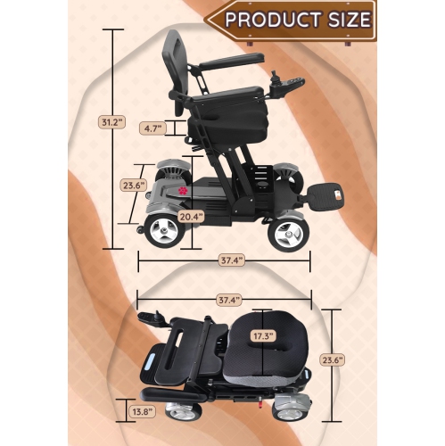 Trottinettes électriques robustes Titan combinées, pour aînés, pliables et faciles à manœuvrer, système de batterie fiable, coussin de siège et