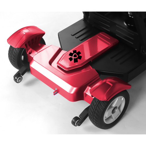 Fauteuil roulant pliable motorisé pour adultes Titan, scooter robuste léger, manette Smart Control, coussin de siège et panier de rangement - Rouge