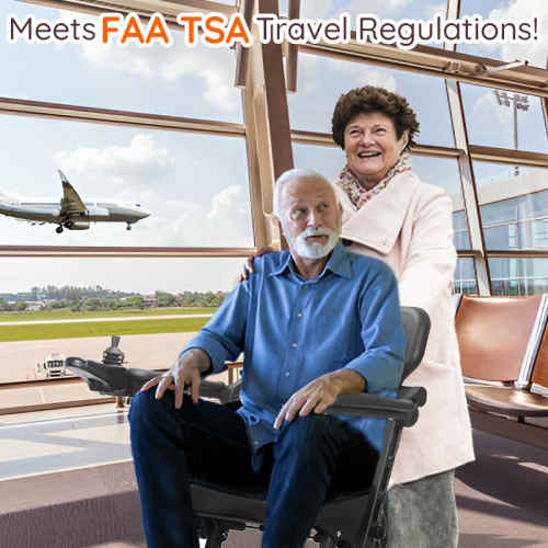 Fauteuil roulant pliable motorisé pour adultes Titan, scooter robuste léger, manette Smart Control, coussin de siège et panier de rangement - Rouge