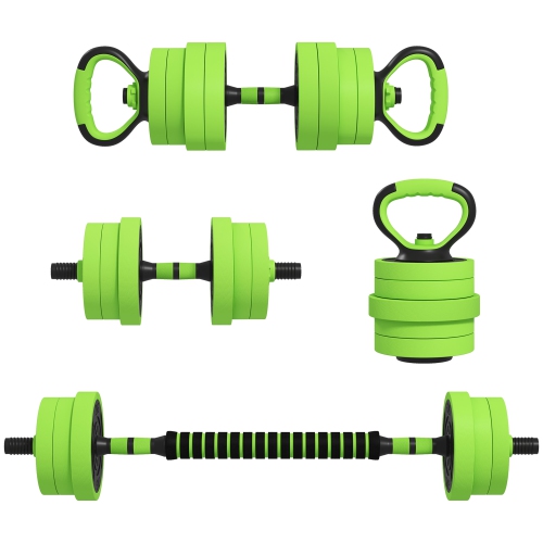 Image 1 de 9.. Soozier 4-in-1 Adjustable Weight Dumbbell Set, Used as Barbell, Kettlebell, Push Up Stand, Free Weights Set for Men and Women Home Gym Training,
