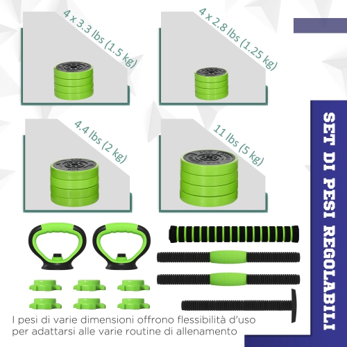 Soozier 4-in-1 Adjustable Weight Dumbbell Set, Used as Barbell, Kettlebell, Push Up Stand, Free Weights Set for Men and Women Home Gym Training,