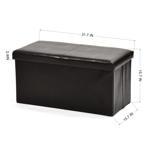 Homy Casa Black Folding Storage Ottoman Bench – Multipurpose Organizer & Seat