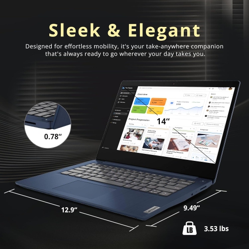 Open Box - Lenovo IdeaPad 3 14" Full HD Laptop, AMD Ryzen 3 3250U, 1TB SSD, 8GB DDR4 RAM, AMD Radeon Graphics, Webcam, HDMI, Wi-Fi, Windows 10, Abyss