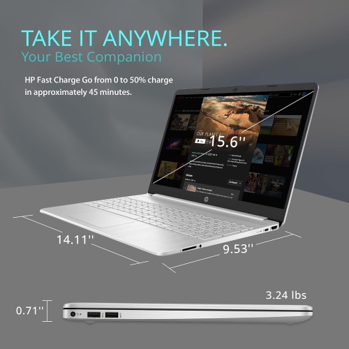 HP 15.6" BrightView Laptop - Intel Core i3-1005G1 - 8GB DDR4 - 256GB SSD - Intel UHD - Windows 11 - Silver by HP - Refurbished condition - Image 8