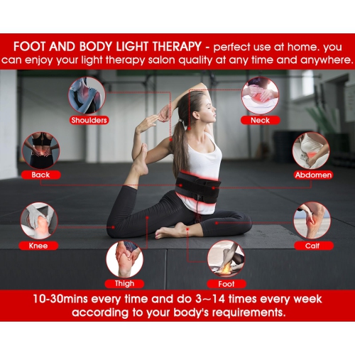 Ceinture de luminothérapie rouge de 3 en 1 pieds, lampe de luminothérapie infrarouge 880 nm&660 nm&640 nm, billes de lampe LED pour