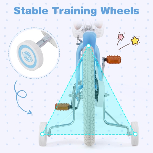 Costway 18" Kids Bike Toddler Bicycle with Training Wheel Kickstand for 4-8 Years Blue