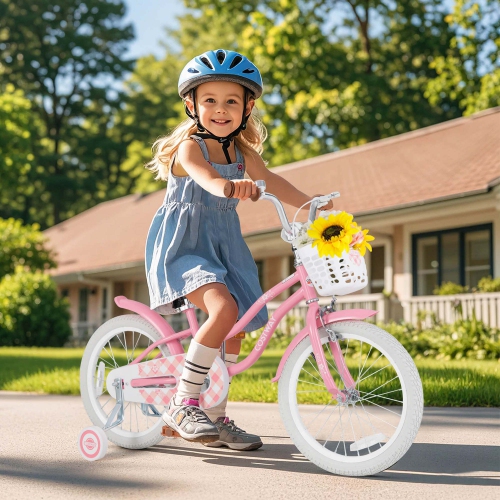 Vélo pour enfants de 18&nbsp;po avec béquille de roue d'entraînement de Costway pour enfants de 4-8 ans