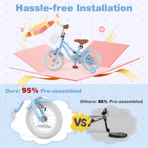 Costway 12" Kid's Bike for 3-4 Years Old Children Bicycle with Front Handbrake Blue