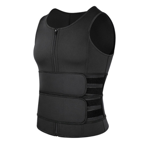 Boisson pour homme Ceinture Trainer Gym Fitness Doux respirant double ceinture Veste de sauna amincissante pour hommes Noir TTG
