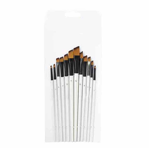 Ensemble de 12 pinceaux à peindre avec tige blanche perlée, outil à dessin au propane aquarelle